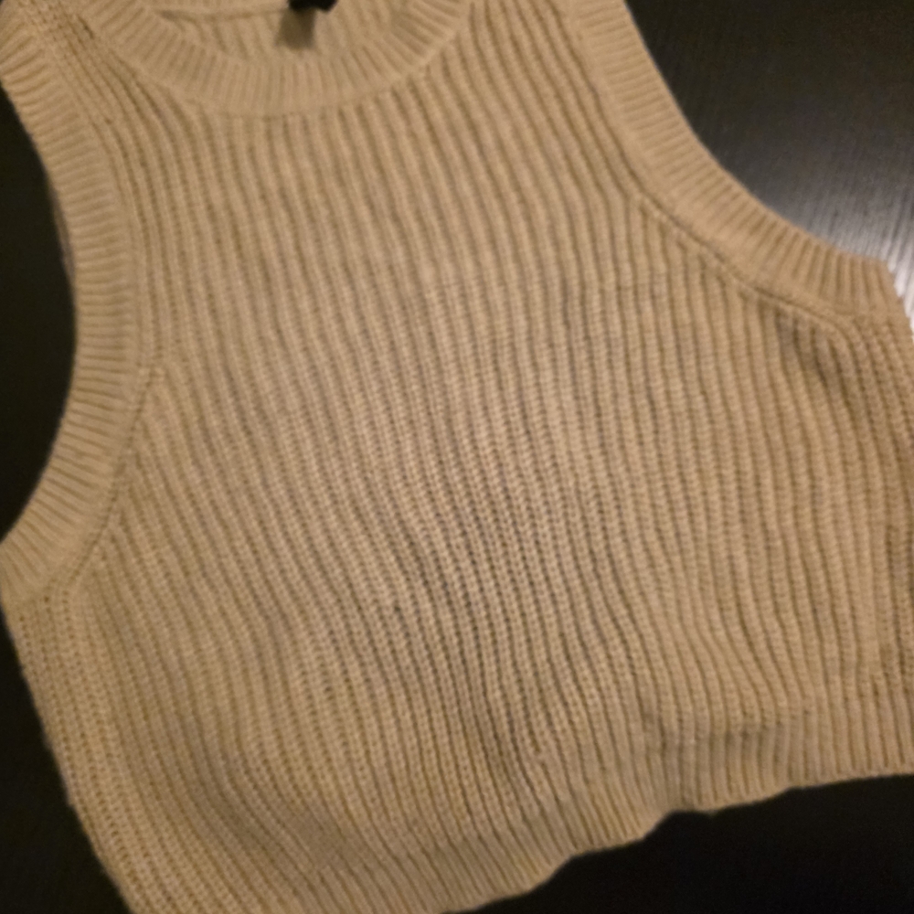 Women's Tan Knit Crop Top Sweater